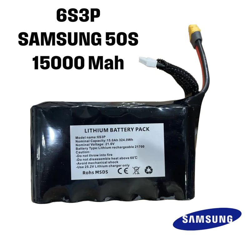 Збірка 6S3P на Samsung 50S 15Ач, 135А Li-ion 21700 для FPV з ПДВ