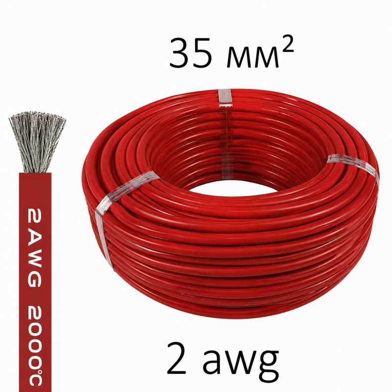 Високотемпературний силіконовий провід 2 AWG (червоний)