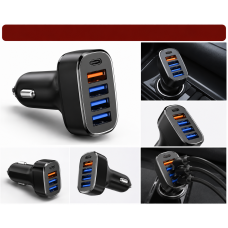 Автомобільна зарядка PD Type-C + 4 USB швидка (12V 24V)