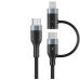 Кабель 60вт Type C + Type-C + Lightning 3A 60вт 1м Нейлон Black
