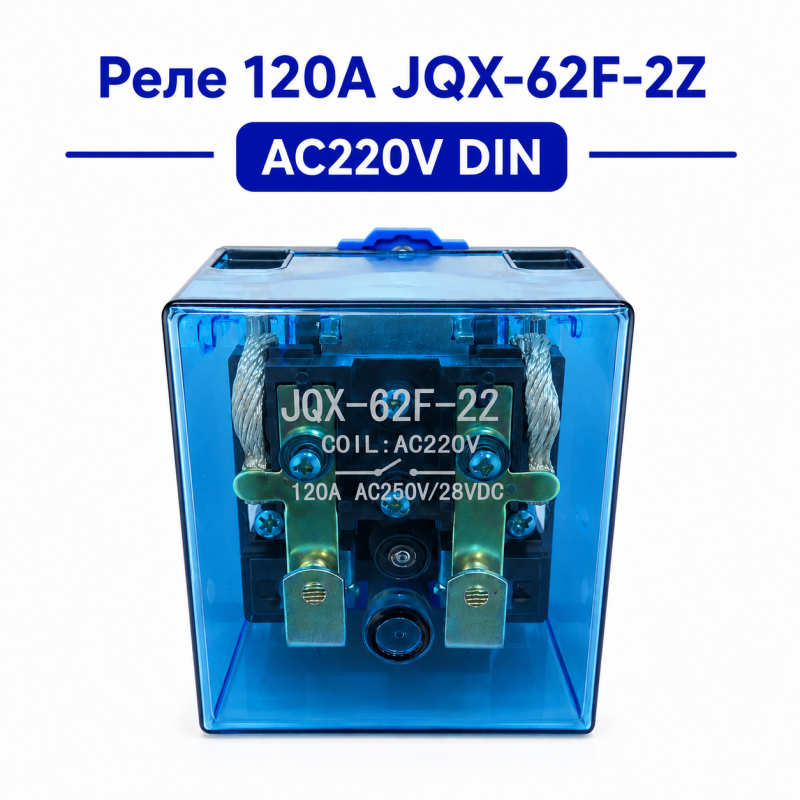 Реле 120A JQX-62F-2Z AC220V DIN (силове електромагнітне)