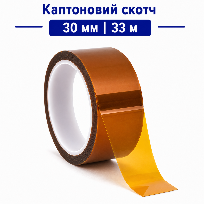 Каптоновий скотч 30 мм 33 м Kapton термостійкий
