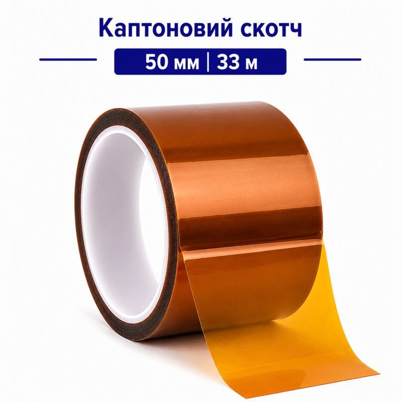 Каптоновий скотч 50 мм 33 м Kapton термостійкий