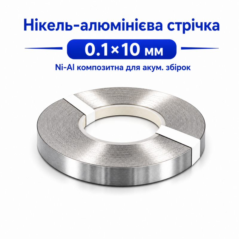 Ni-Al стрічка 0.1x10 мм для точкового зварювання акумуляторів 18650 21700