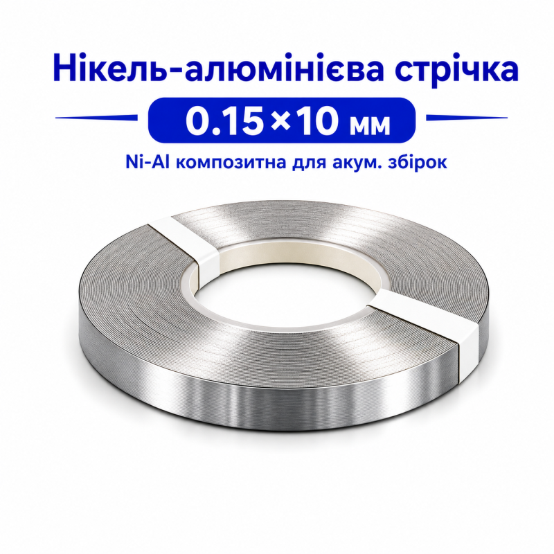 Ni-Al стрічка 0.15x10 мм для точкового зварювання акумуляторів 18650 21700